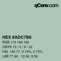カラーコード: HEX #ADC7B6 | qconv.com