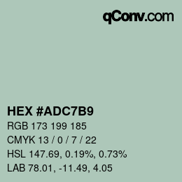 颜色代码: HEX #ADC7B9 | qconv.com