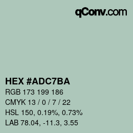 カラーコード: HEX #ADC7BA | qconv.com