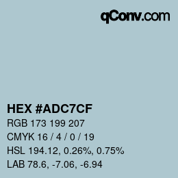 Color code: HEX #ADC7CF | qconv.com