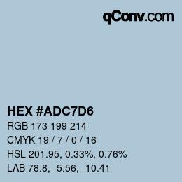 颜色代码: HEX #ADC7D6 | qconv.com