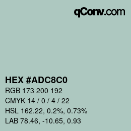 カラーコード: HEX #ADC8C0 | qconv.com
