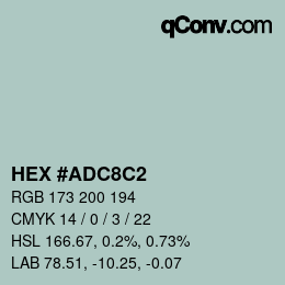 カラーコード: HEX #ADC8C2 | qconv.com