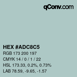 Color code: HEX #ADC8C5 | qconv.com