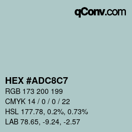 颜色代码: HEX #ADC8C7 | qconv.com