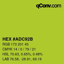 Color code: HEX #ADC92B | qconv.com