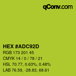 カラーコード: HEX #ADC92D | qconv.com