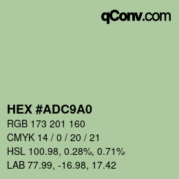 カラーコード: HEX #ADC9A0 | qconv.com