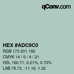 Color code: HEX #ADC9C0 | qconv.com