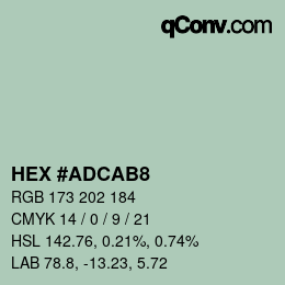 カラーコード: HEX #ADCAB8 | qconv.com