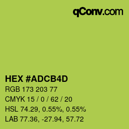 Color code: HEX #ADCB4D | qconv.com