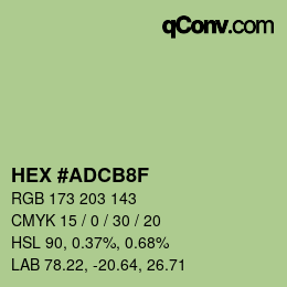 Color code: HEX #ADCB8F | qconv.com