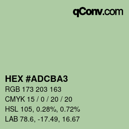 カラーコード: HEX #ADCBA3 | qconv.com