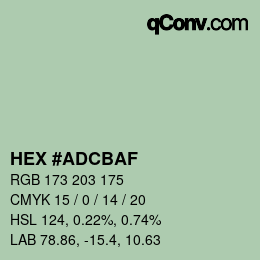 Color code: HEX #ADCBAF | qconv.com