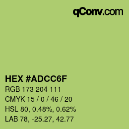 Color code: HEX #ADCC6F | qconv.com