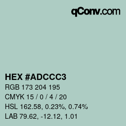 Color code: HEX #ADCCC3 | qconv.com
