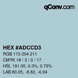 Color code: HEX #ADCCD3 | qconv.com