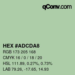 颜色代码: HEX #ADCDA8 | qconv.com