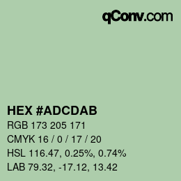 Color code: HEX #ADCDAB | qconv.com