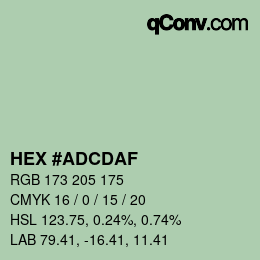 颜色代码: HEX #ADCDAF | qconv.com