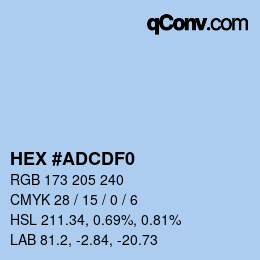 颜色代码: HEX #ADCDF0 | qconv.com