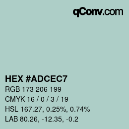 颜色代码: HEX #ADCEC7 | qconv.com