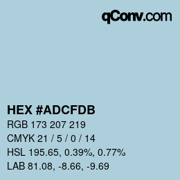 颜色代码: HEX #ADCFDB | qconv.com