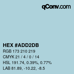 カラーコード: HEX #ADD2DB | qconv.com