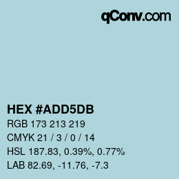 颜色代码: HEX #ADD5DB | qconv.com