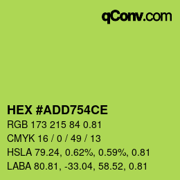 Code couleur: HEX #ADD754CE | qconv.com