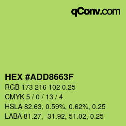 Code couleur: HEX #ADD8663F | qconv.com