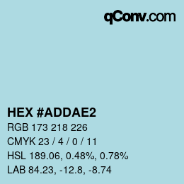 カラーコード: HEX #ADDAE2 | qconv.com