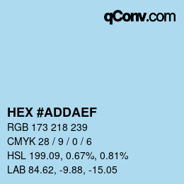 カラーコード: HEX #ADDAEF | qconv.com