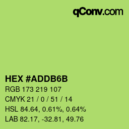 カラーコード: HEX #ADDB6B | qconv.com