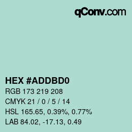 颜色代码: HEX #ADDBD0 | qconv.com