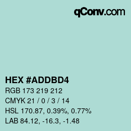 カラーコード: HEX #ADDBD4 | qconv.com