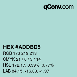 Color code: HEX #ADDBD5 | qconv.com