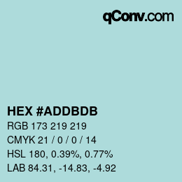 Color code: HEX #ADDBDB | qconv.com