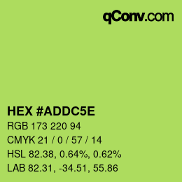 Color code: HEX #ADDC5E | qconv.com