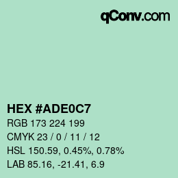 カラーコード: HEX #ADE0C7 | qconv.com