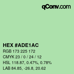 Color code: HEX #ADE1AC | qconv.com
