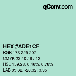 Color code: HEX #ADE1CF | qconv.com