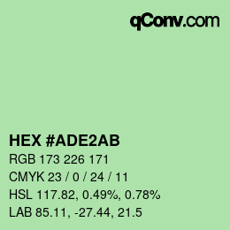 Farbcode: HEX #ADE2AB | qconv.com