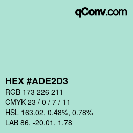カラーコード: HEX #ADE2D3 | qconv.com