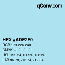 カラーコード: HEX #ADE2F0 | qconv.com