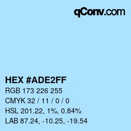 カラーコード: HEX #ADE2FF | qconv.com