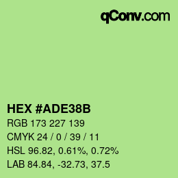 Color code: HEX #ADE38B | qconv.com