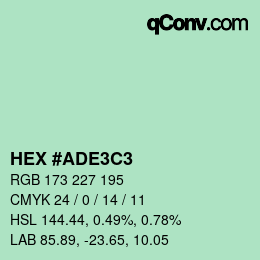 Farbcode: HEX #ADE3C3 | qconv.com