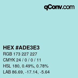 Color code: HEX #ADE3E3 | qconv.com