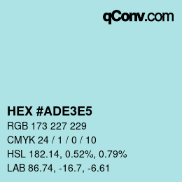 Farbcode: HEX #ADE3E5 | qconv.com